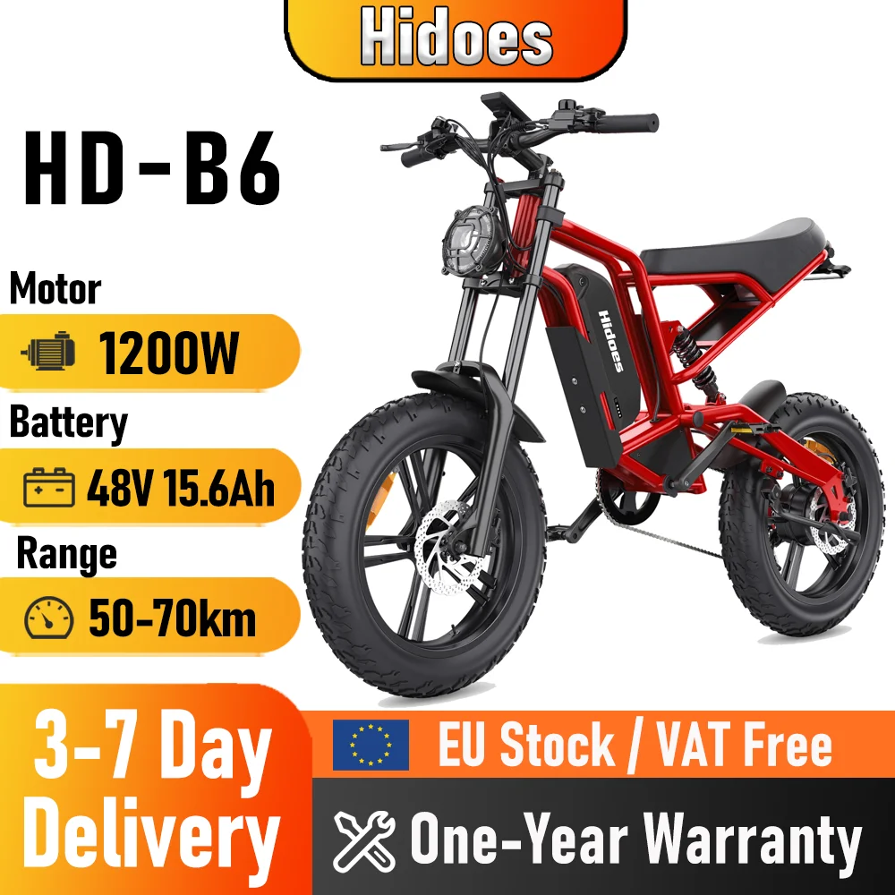Hidoes B6 Bici Elettrica 1200W Motore di Potenza 48V15.6AH Batteria Al Litio Moto Bici Elettrica 20*4 in Fat Tire Neve E-bike