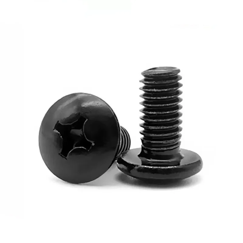 JISB1111T  M6 Black 304 Stainless Steel Cross Recessed Phillips Truss Head Large Flat Round Head Screw Bolt