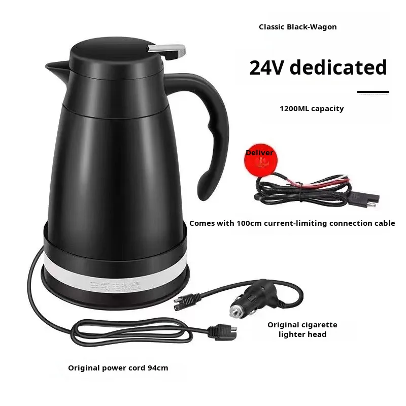 24V Car Electric Kettle  Car Truck Water Heater Auto Shut Off Automotive Accessories Heating Kettle for Outdoor Camping