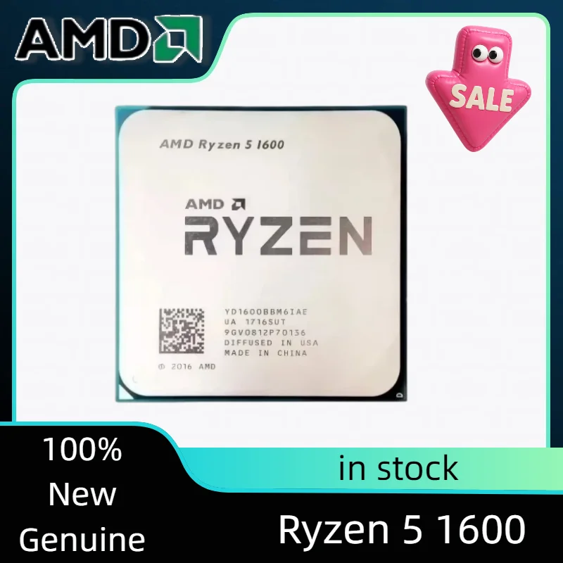 Procesador AMD Ryzen 5 1600 R5 1600 de 3.2 GHz, Seis Núcleos, Doce Subprocesos, 65W, YD1600BBM6IAE, Socket AM4, Disponible
