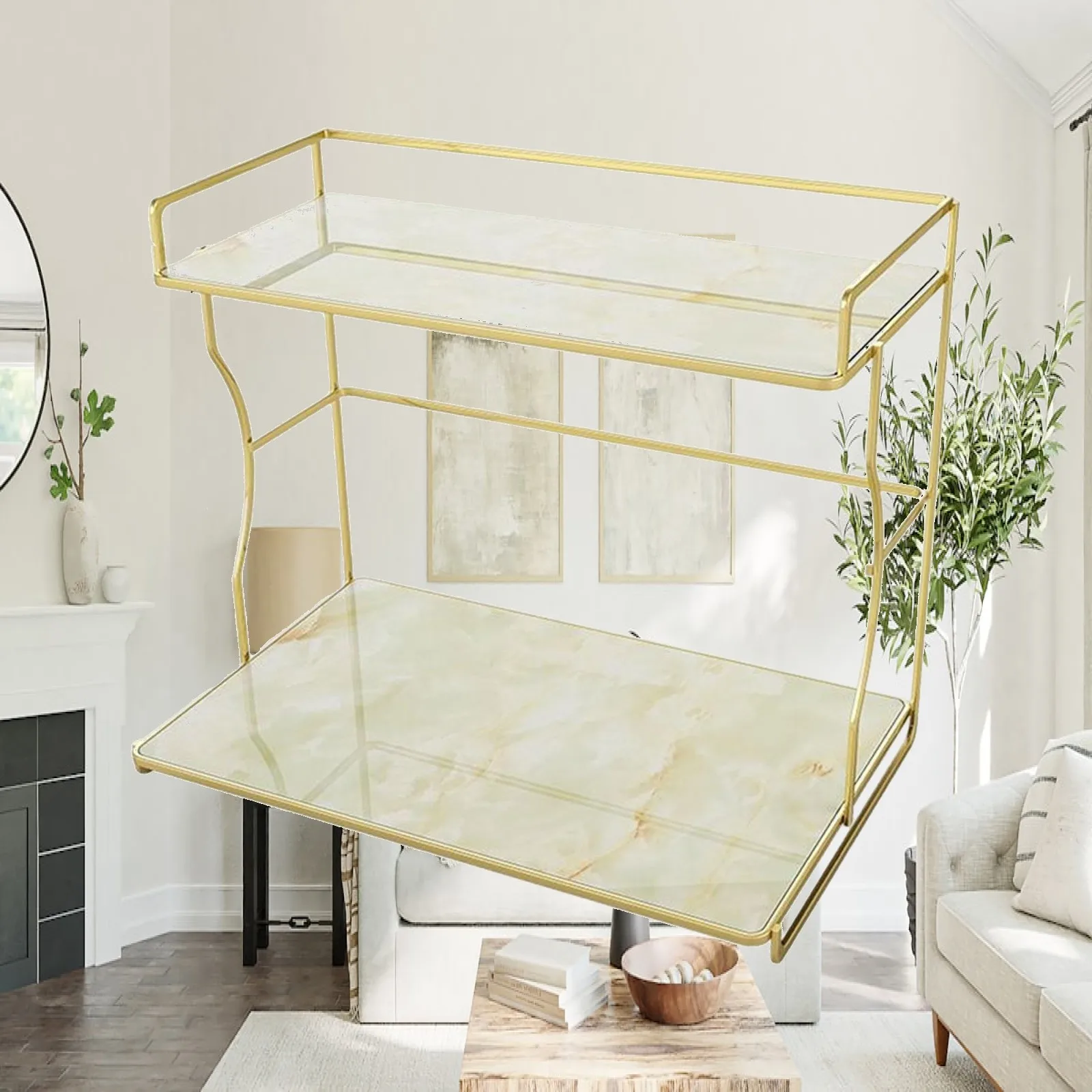 2 Tier Bathroom Countertop Organizer Metal Frame Bedroom Dresser Display