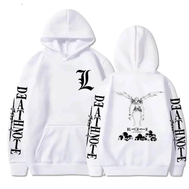 Men Womens Hoodies Jacket Hip Hop Death Note Print Hoodie Harajuku Gothic Kpop Hooded Sweatshirt Black Hoodied Y2k Clothes Tops