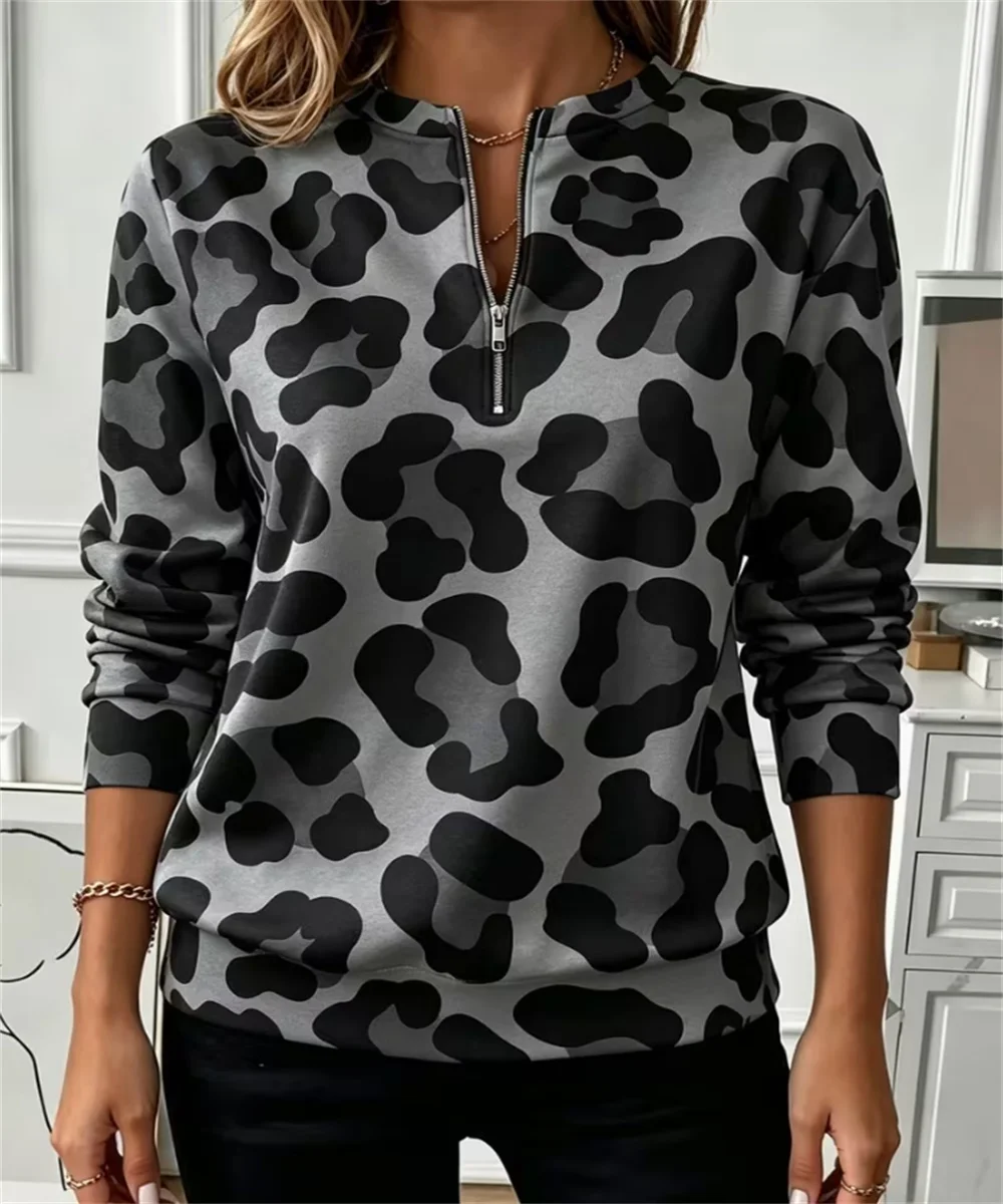 2026 Spring and Autumn Women's New Line Series Dot Printed Long Sleeve Hoodie, Simple Commuting and Leisure Style Top