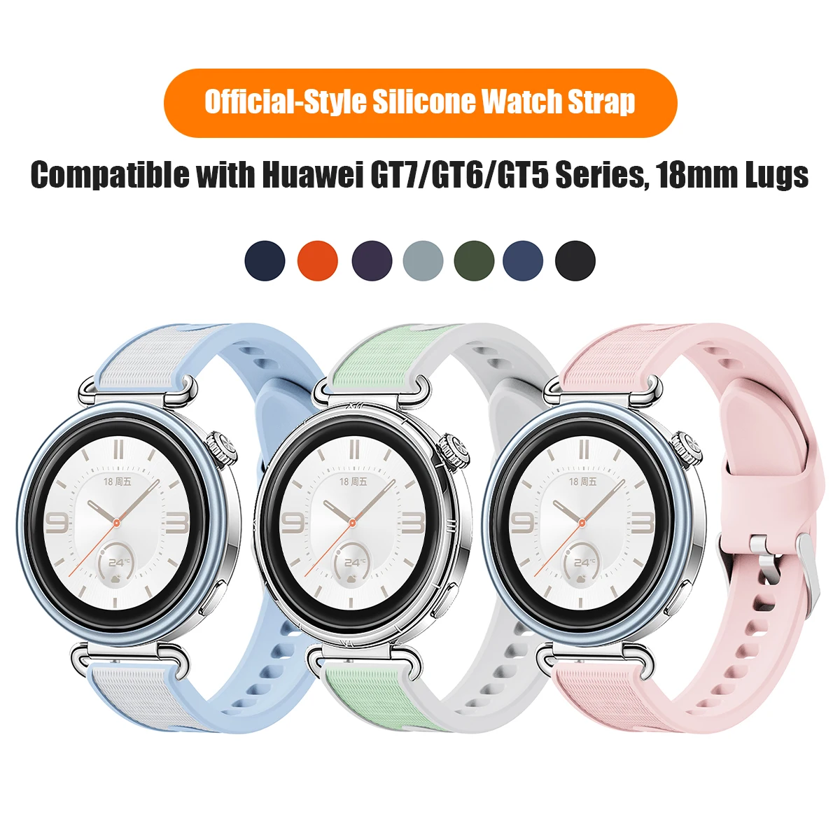 18mm Silicone Strap for Huawei Watch GT7 GT6 GT5/4 41mm Sport Bracelet for Oppo Watch X2 Mini Slim Wristband Women Watchband