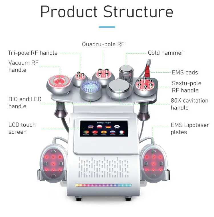 2023 Newest Newest 9 in 1 5d rf 80k cavitation weight loss rf 80k cavitation slimming machine