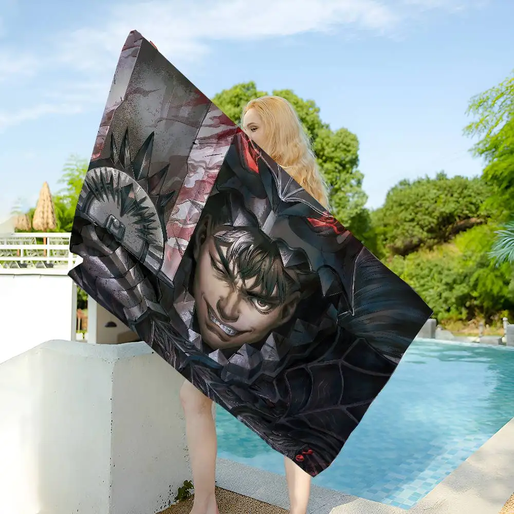 Berserk Guts Hot Anime Bath Towel Microfiber Soft Water Absorbing Breathable For Girl Kids Decorative Cartoon Beach Towel