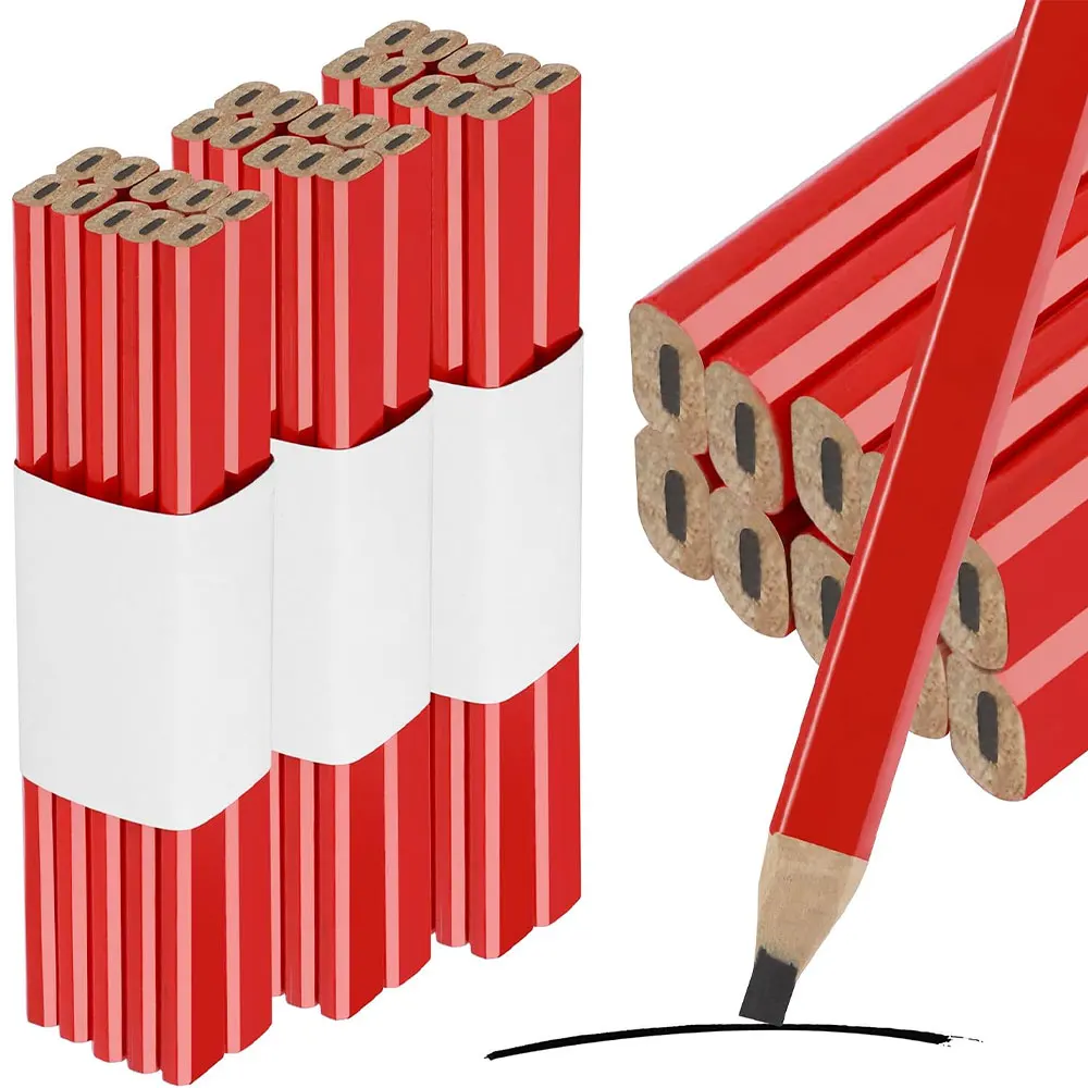 30-Pack Carpenter Pencils, Flat Black Lead Octagonal Marking Pencils for Woodworking, Construction, Carpentry & DIY Projects