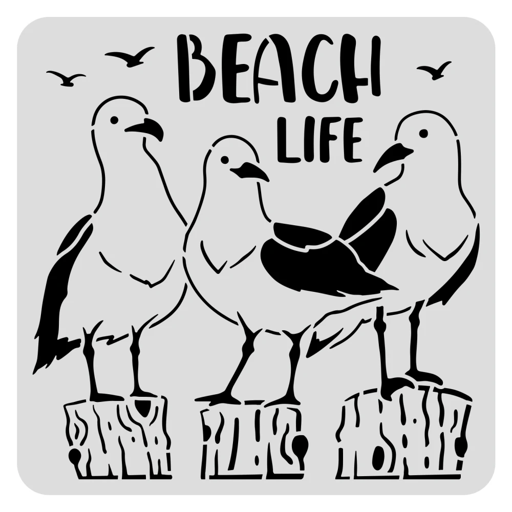 Beach Life Painting Stencils Seagull Template Stencils for Art Painting on Wood Scrapbooking Cardmaking and DIY Wall Floor Decor