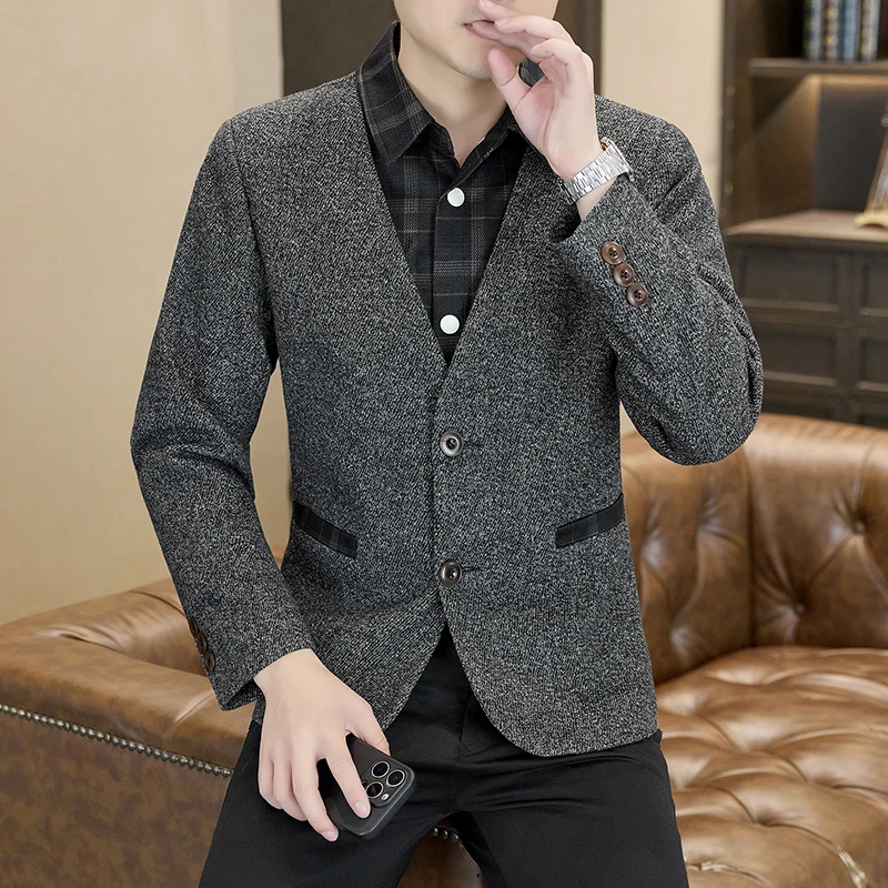 Blazer, Men, Fashionable, Weddings, Casual Wear, for Hosting, for Gentlemen, for Banquets, for Business, Double-layered Blazer