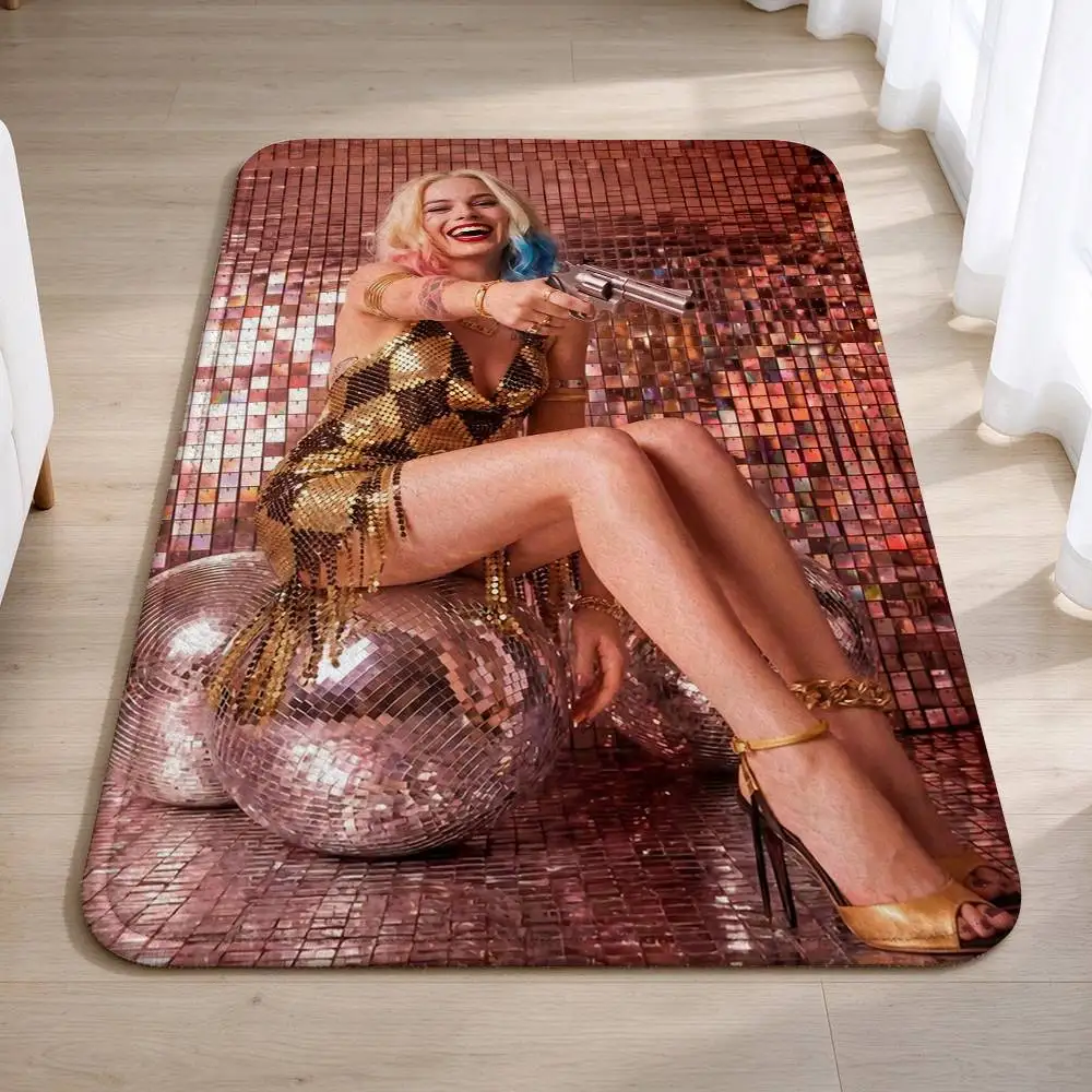 Beauty Margot R-Robbie Actor Home Decor Short Plush Floor Mat, Non-Slip & Easy to Clean for Multi Doorways