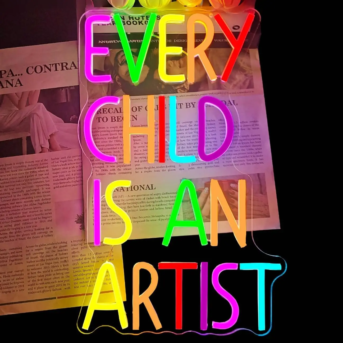 LED Neon Sign Every Child is an Artist USB Neon Light for Kids Room Nursery Classroom Playroom Bedroom Wall Decor Birthday Gift