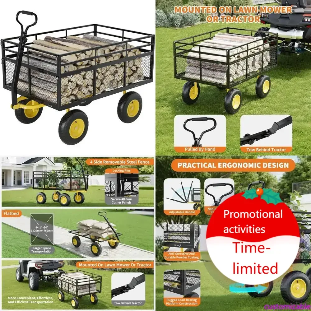 

Горячая распродажа! Прочная стальная садовая тележка 3-в-1 с грузоподъемностью 1400 фунтов, 13 всесезонными шинами и съемными сетчатыми боковинами.