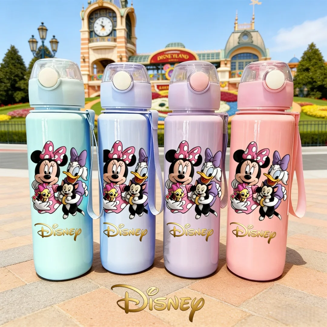 

Disney Officially Licensed 3D Printed Minnie & Daisy Water Bottle, New Push-Button Lid, Popular Cartoon Design,Fade-Resistant
