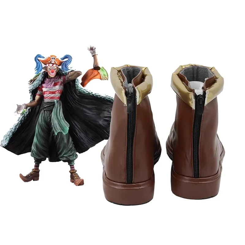 JP Anime ONEPIECE Pirate King Buggy Costume Cosplay Scarpe Stivali fatti a mano in ecopelle