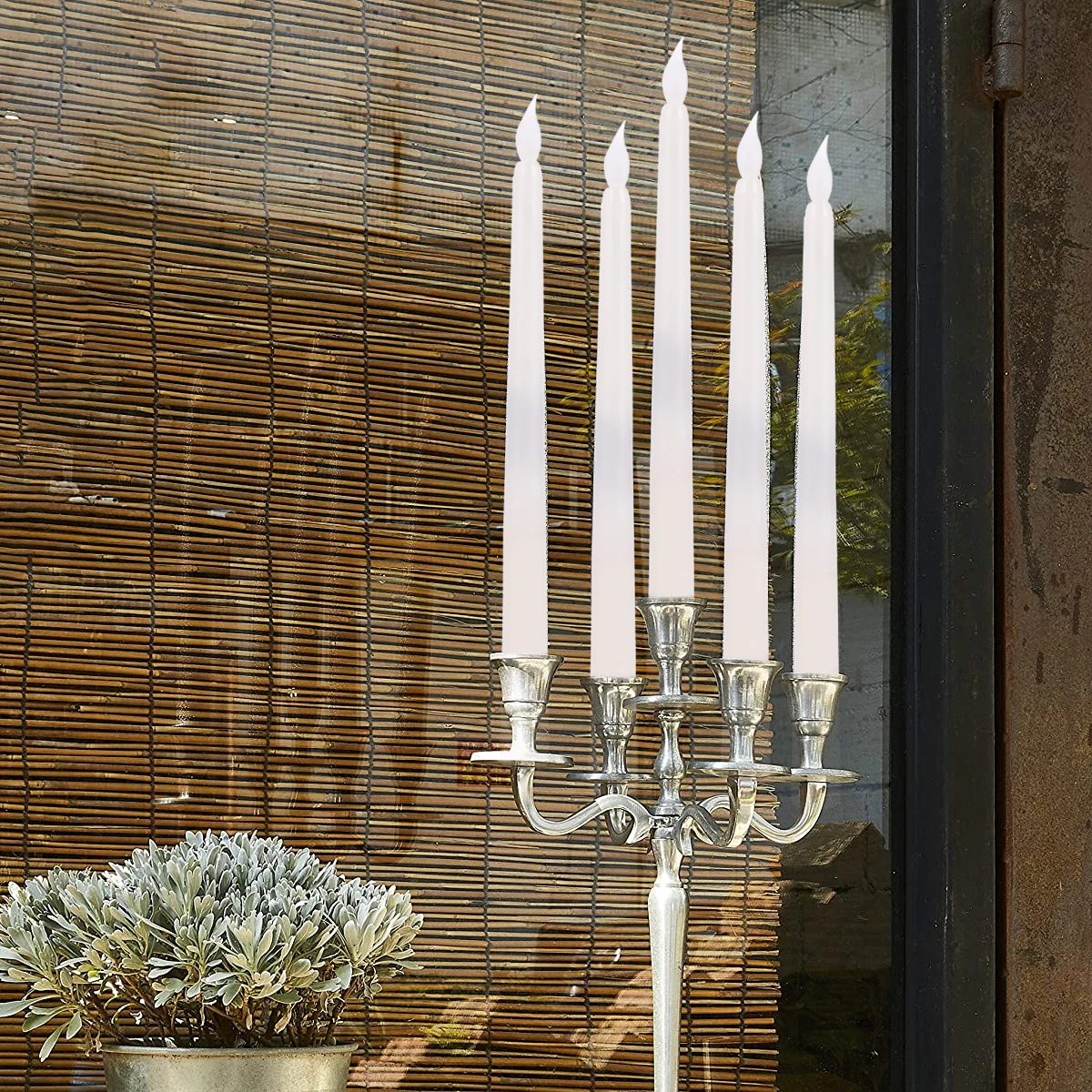 4pcs Electronic C les Flameless Operated White Wax Free Dripless C Lamp Scentless Indoor Outdoor Decor