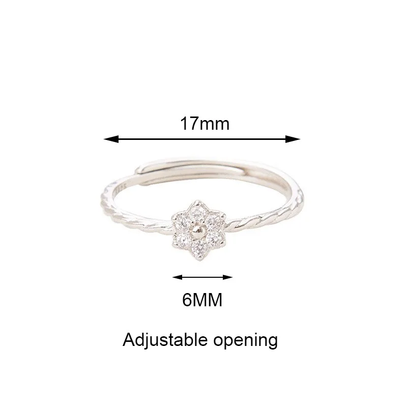 VIVILADY 925 Silver Fried Dough Twists Zircon Flower Snow Rezisable Rings for Fashion Women Fine Jewelry Minimalist Accessories