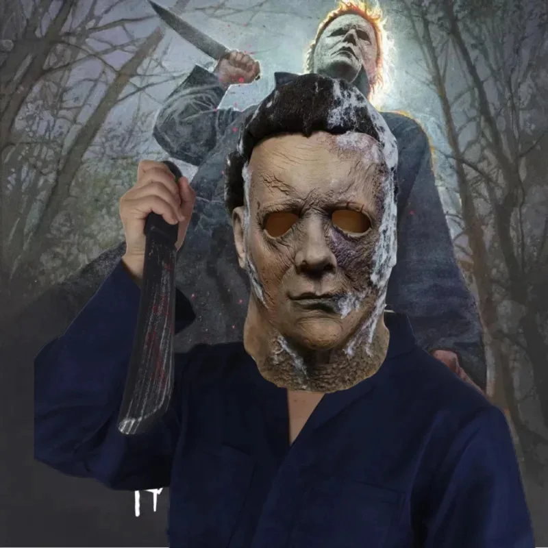 Michael Myers Figurina Maschera per uomo Mascara in lattice Travestimento horror Uomo Full Face Terrore Fancy Hallowen Cosplay Tricky Costumesc;3