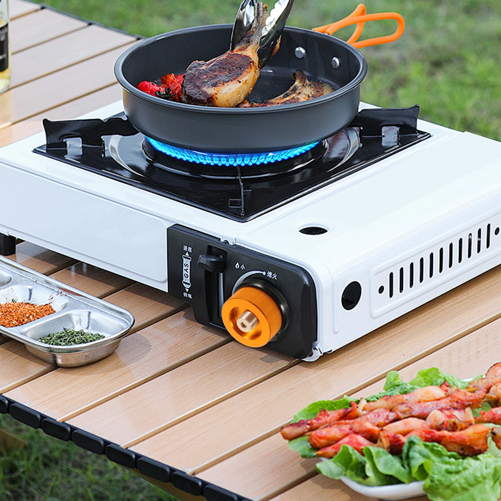 

Gas Stove Converter Camping Cylinder Tank Adapter Outdoor Fire Pit Pellet Picnic Refill Valve Connector Durable Portable