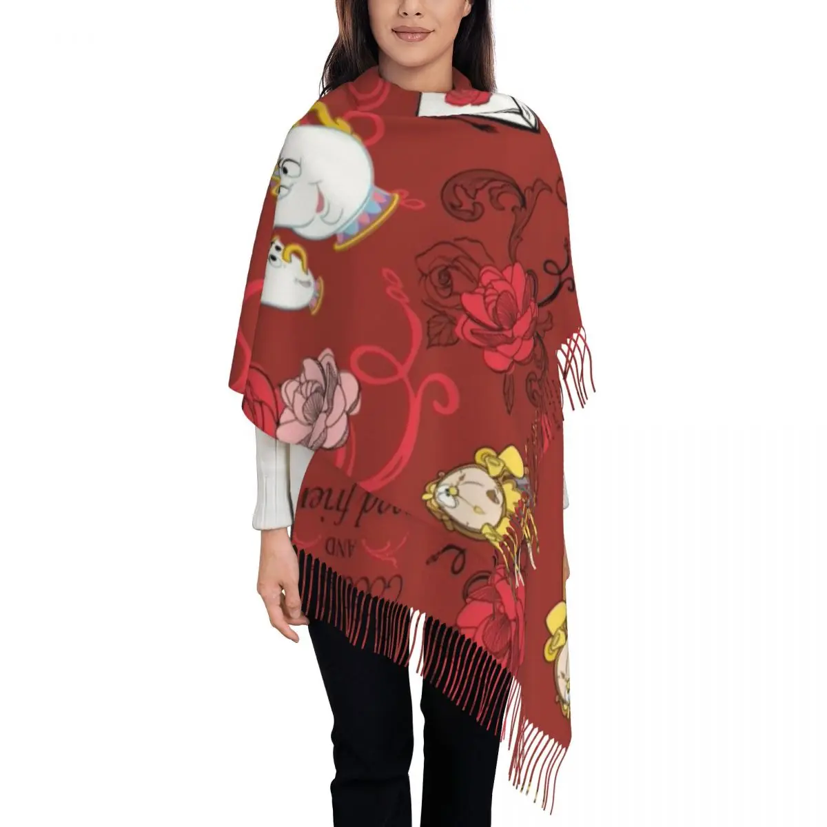 

Шарф из фильма «Красавица и чудовище» на заказ для женщин и мужчин, роскошная зимне-осенняя шаль, накидки с кисточками