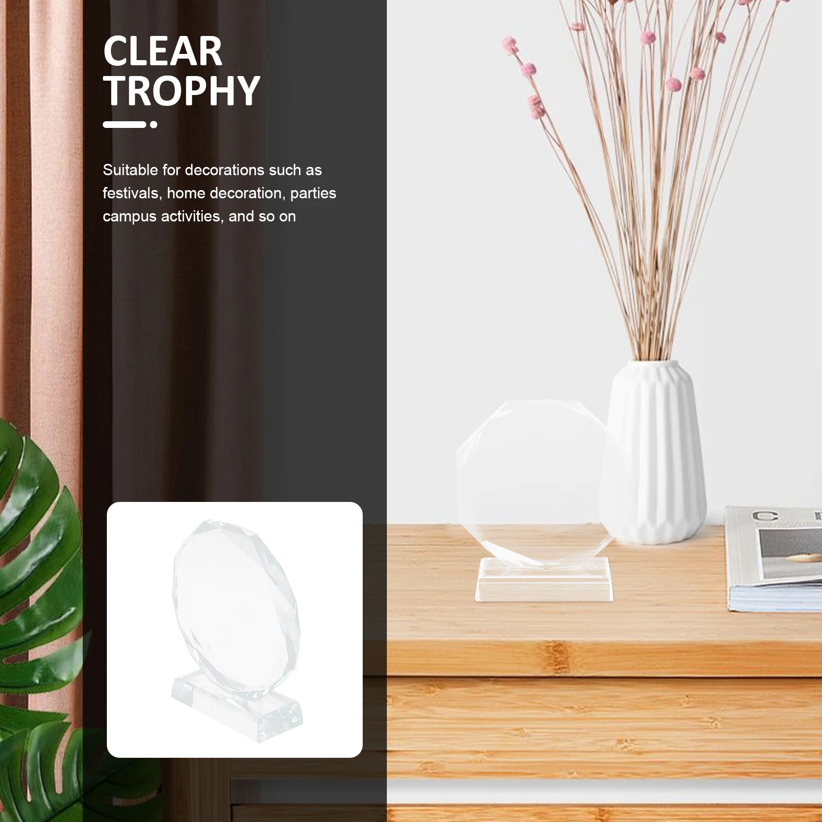 Crystal Trophy Festival Decoration Blank Award Aldult Friend Gift Trophies Glass Clear Desktop