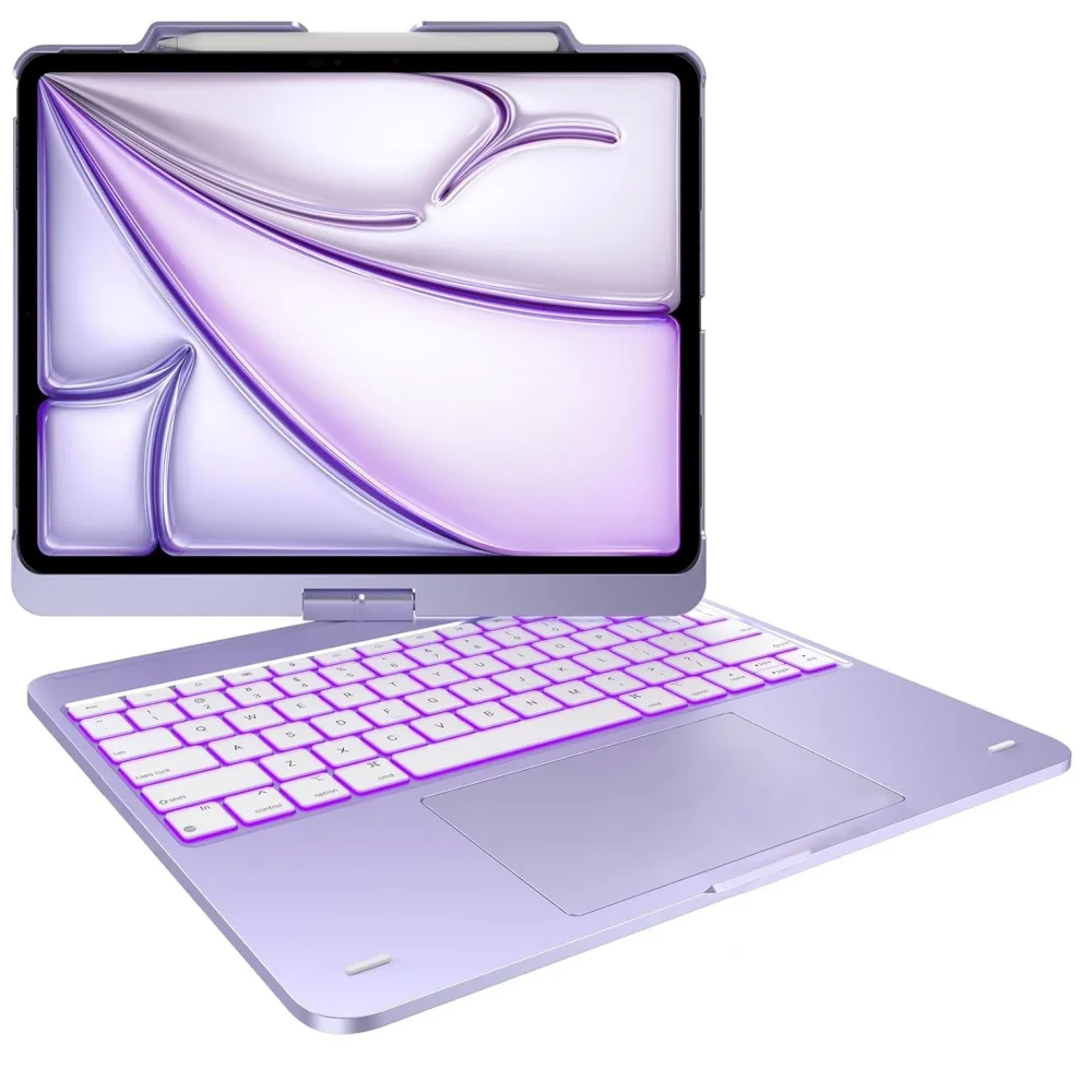 

360 Degree Magic Keyboard Case For iPad Air13 11 2024 M2 Pro12.9 11 iPad 10.5 10.2 7/8/9 10th Air4 5 10.9 Backlit teclado Funda
