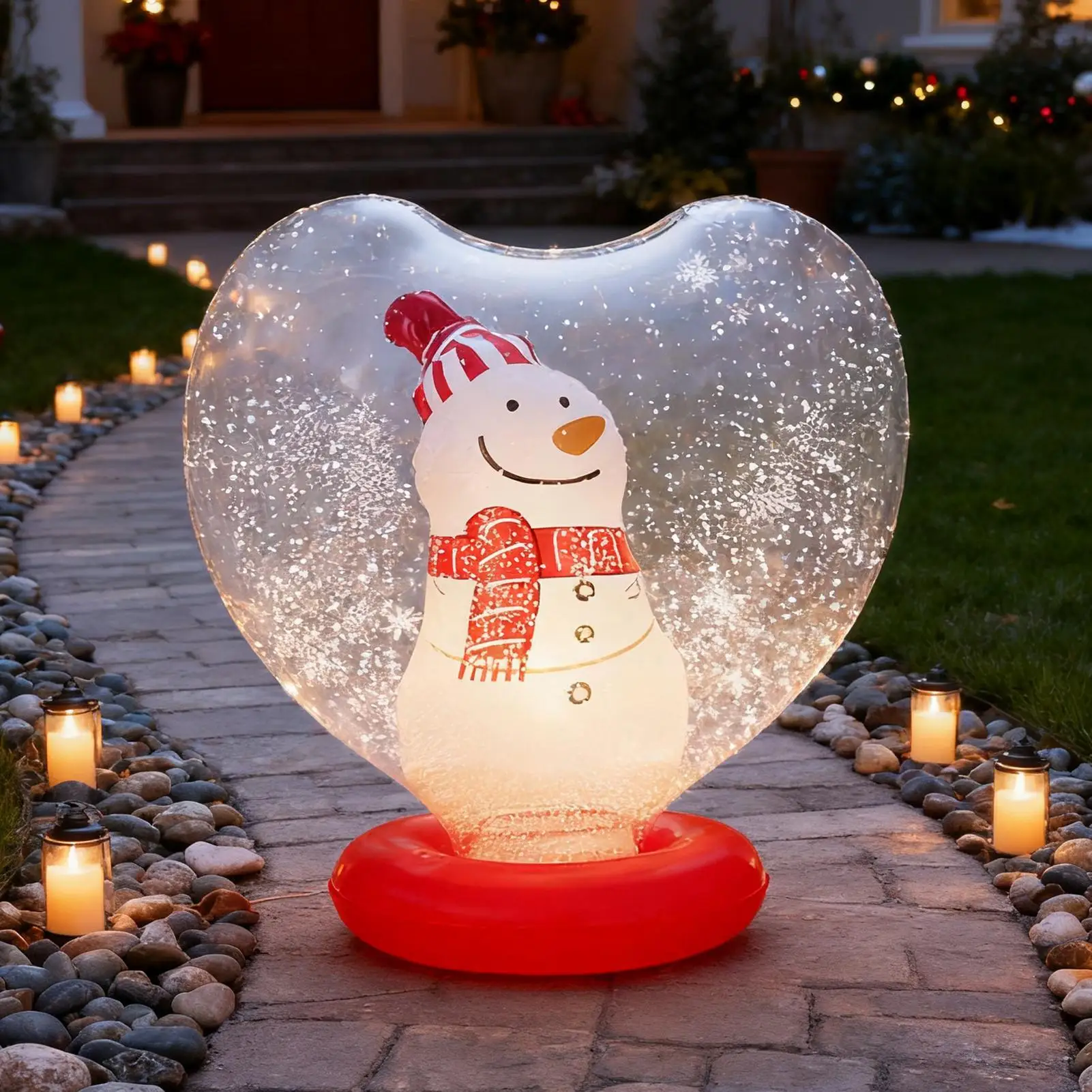 

Inflatable Ornaments Heart Shape Light up Christmas Decorations Figurine Inside Holiday Blow Ball with Remote Control for Yard
