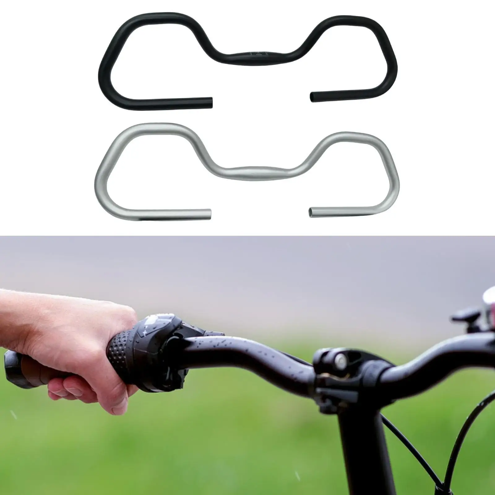 Bike Rest Bar Butterfly Handlebar Aluminum Alloy Wide Multi Position for Uphill Touring Mountain and Road