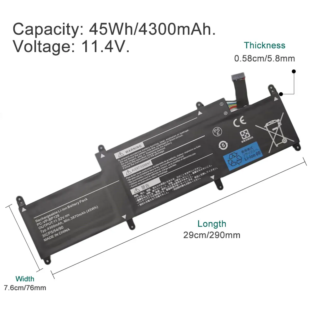 BOTODA PC-VP-BP129 45Wh/4300mAh Laptop Battery For NEC LaVie  GN10R8 GN10R9A PC-VP-BP129 Lavie Direct PM PC-GN1861YGF Tablet PC