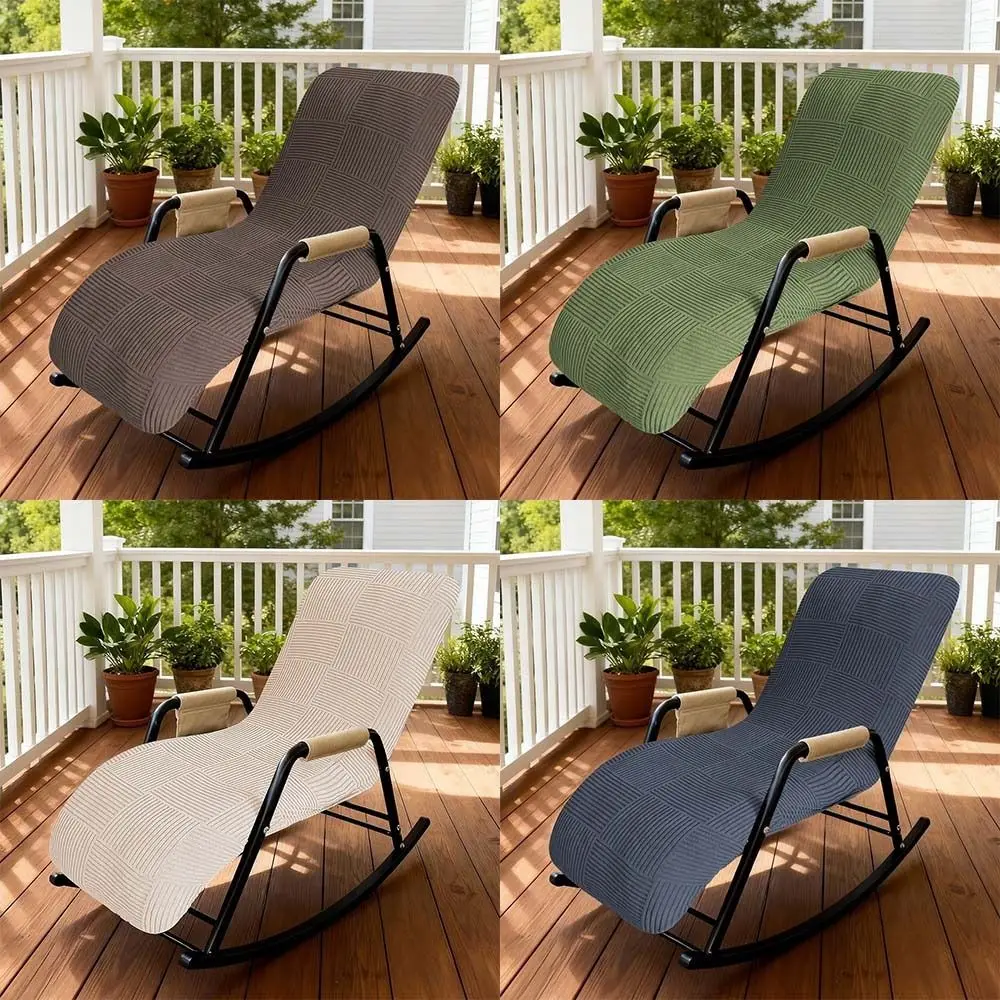 1PC Elastic Rocking Chair Covers Plaid Pattern Soft Rocking Chair Slipcover Breathable Polar Fleece Chair Protector Cover