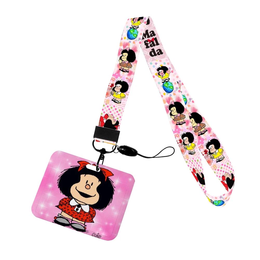 Cartoon schattig meisje horizontale ID creditcard cover bus kaarthouder charme badge houder gepersonaliseerde cadeau lanyards
