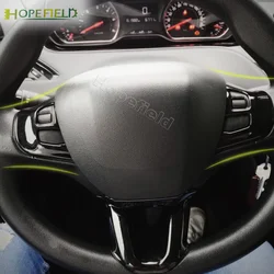Carbon Fiber Car Steering Wheel Button Center Logo Emblem Decoration Trim Sticker for Peugeot 2008 208 2014 2015 2016 2017 2018