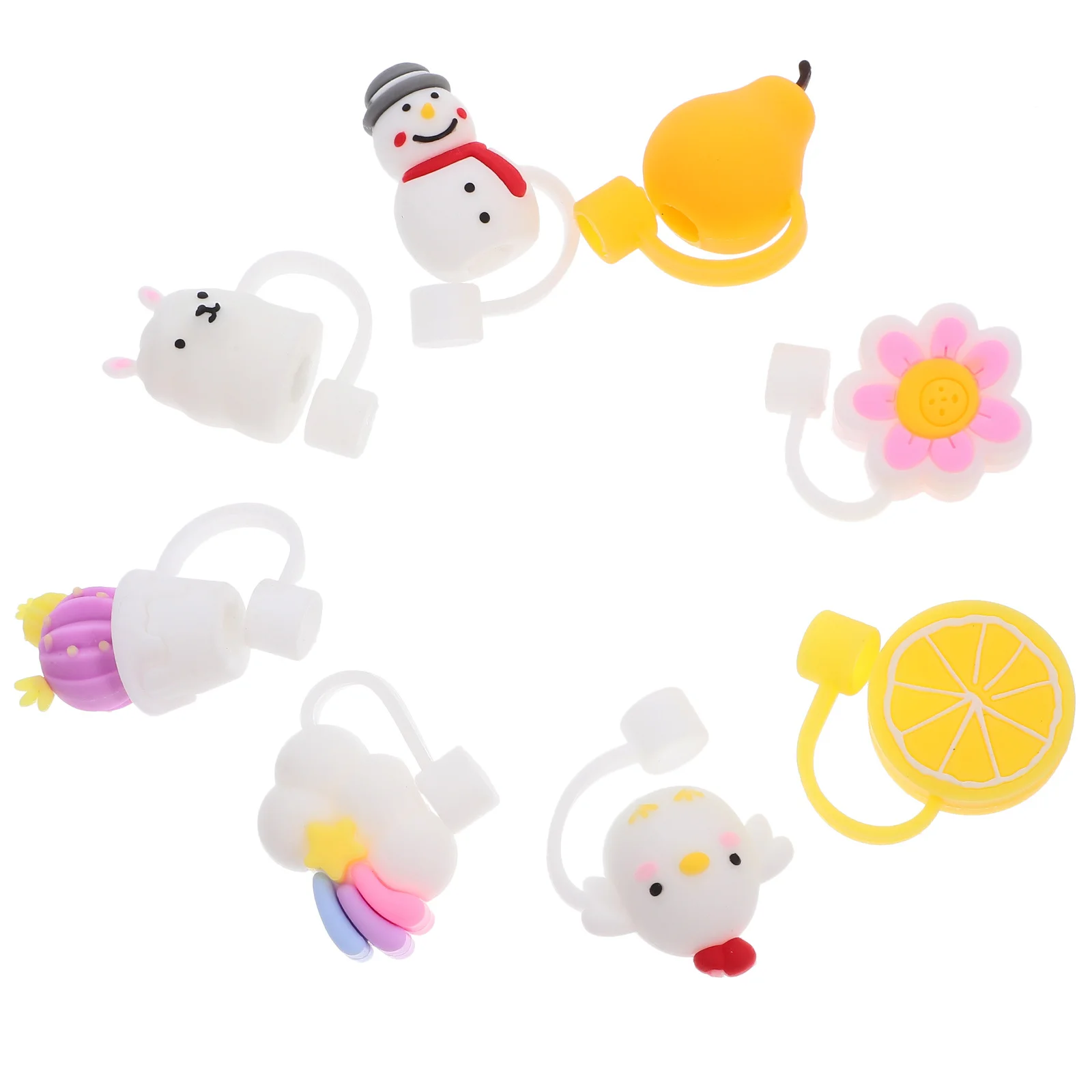 8 قطعة لطيف سيليكون القش يغطي محكم سبلاش برهان للخارجية حفلة نزهة قابلة لإعادة الاستخدام شرب القش نصائح ديكور #6