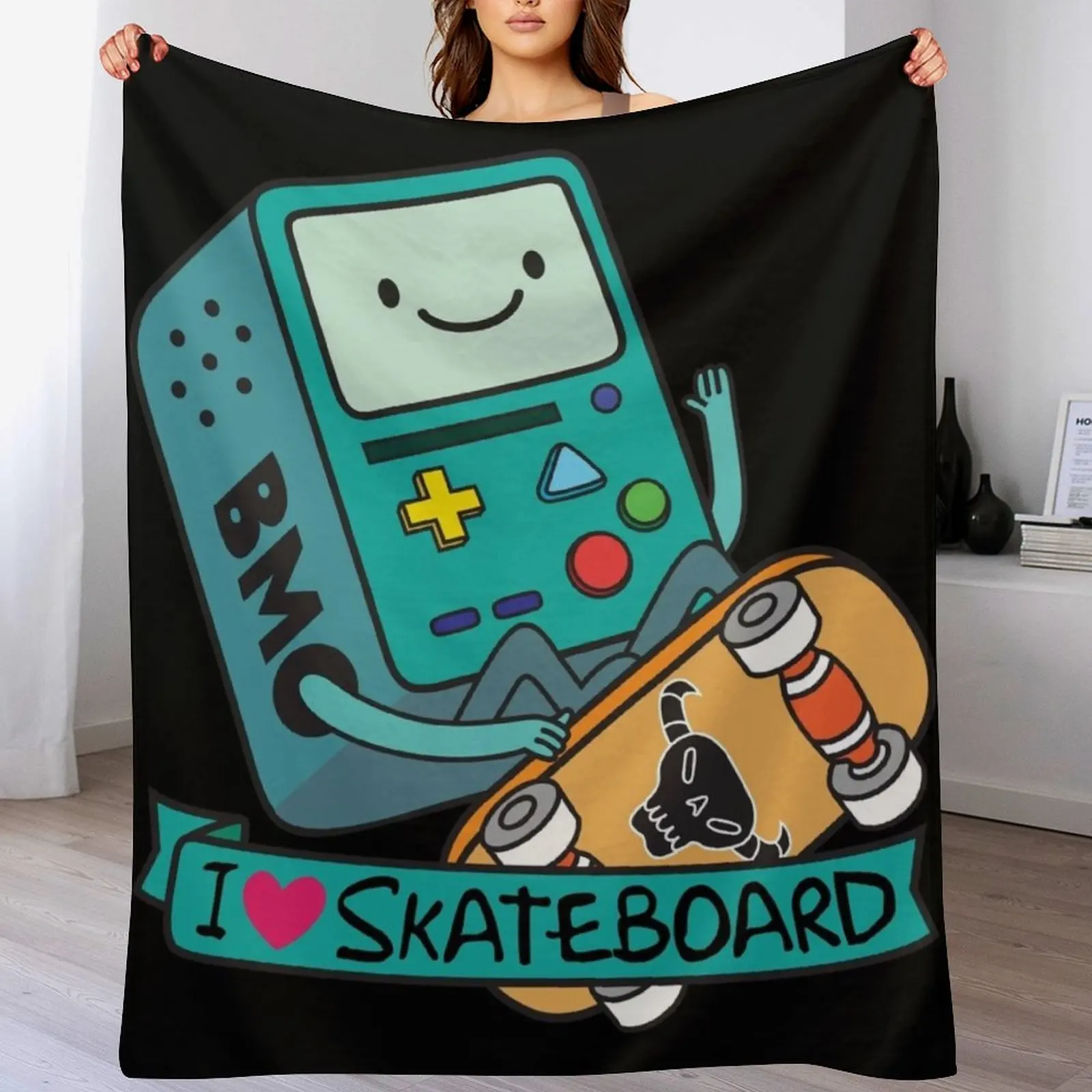 

BMO Skateboard Throw Blanket