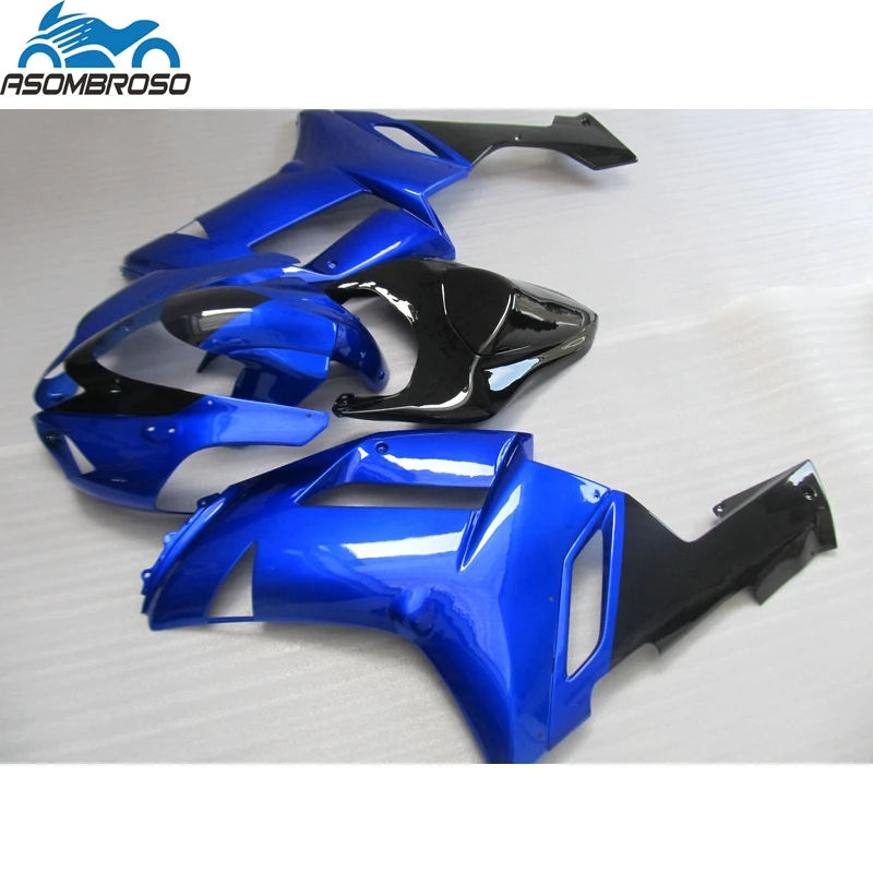 Upgrading your Motorcycle parts for Kawasaki Ninja ZX6R fairing kit 2007 2008 blue black plastic fairing set zx6r 08 08 GF20