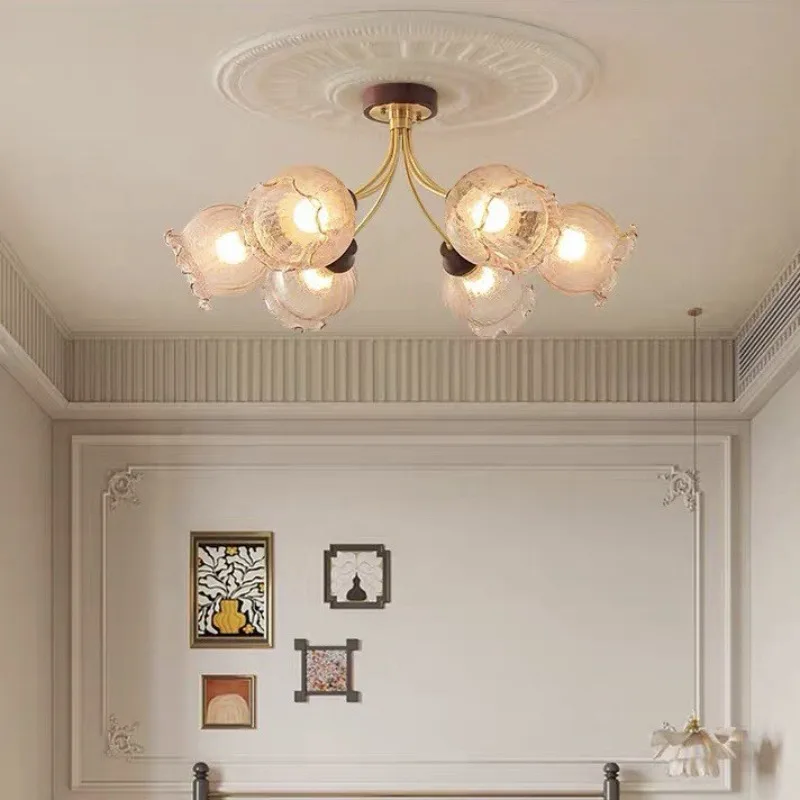 

Copper French-Style Ceiling Light Retro Lily of The Valley Design Creative Ceiling Lamp for Living Room Bedroom Dining Room