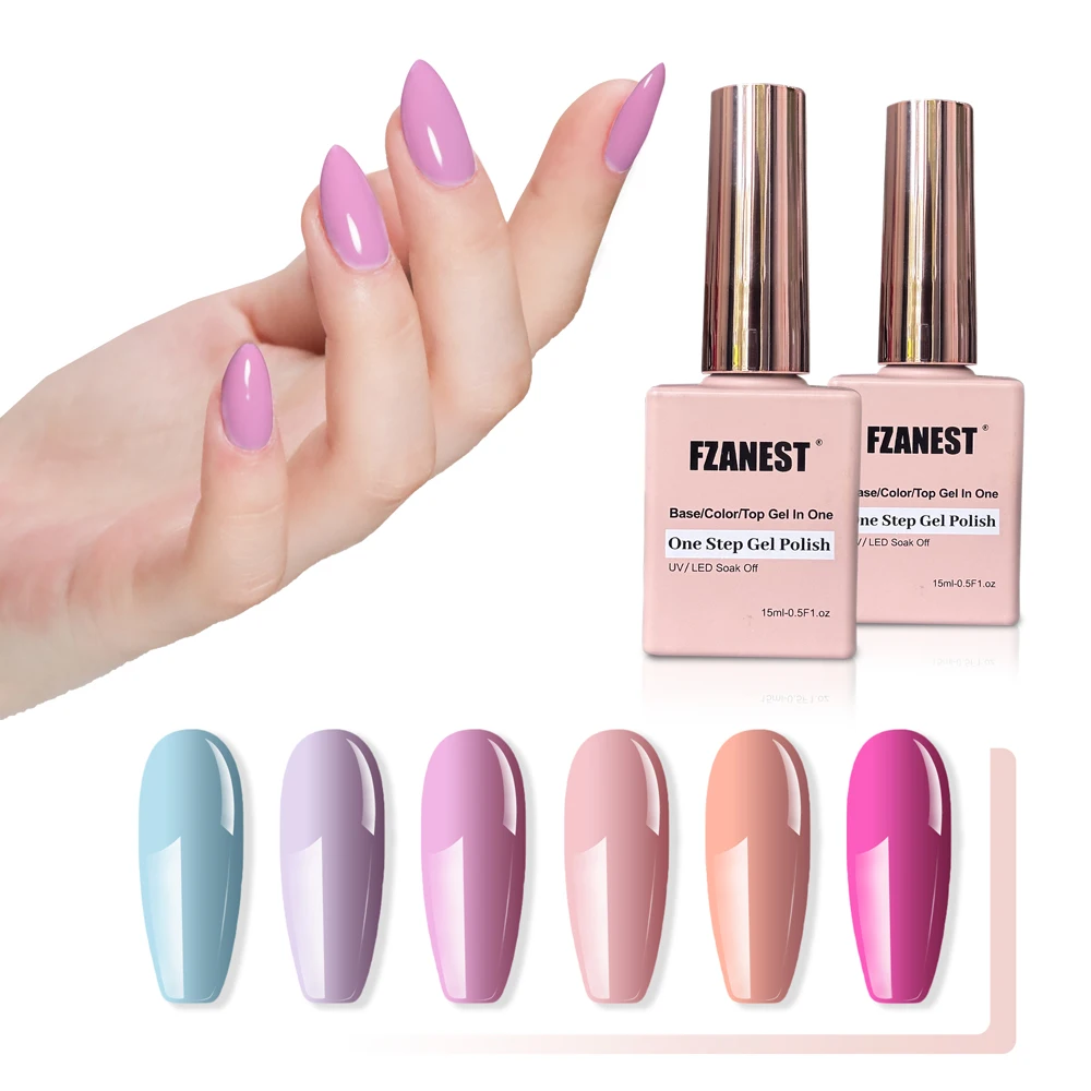 FZANEST-esmalte de Gel uv de un paso, laca de uñas de Gel 3 en 1, capa Base Led uv, capa superior, esmalte de Gel de Color en un juego