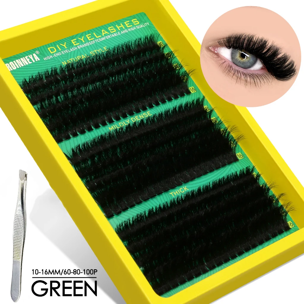 0.07mm DIY 5D Fluffy Lash Clusters 60D 80D 100D Thick Eyelash Clusters D Curl Wispy Individual Lashes 10-16mm Eyelash Extension