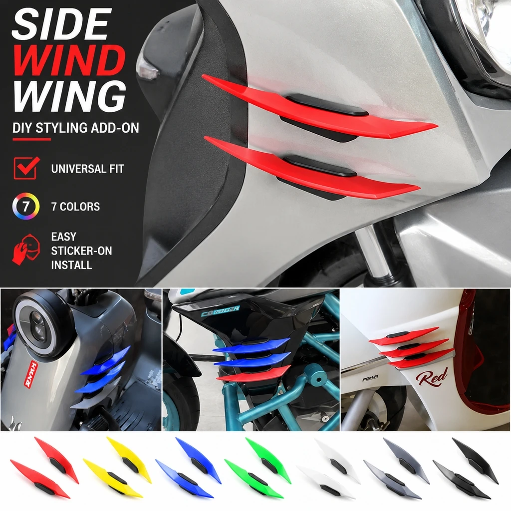 ABS Plastic Motorcycle Decorative Wind Wing Spoiler Side Fairing Winglet Trim Sticker For Electric Scooter Motorbike Modificatio