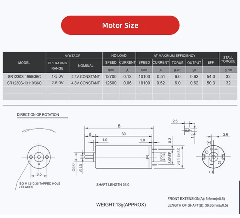 Motor Listrik R1230 Mainan Remote Control Mikro Motor Kipas Mini Alat Kecantikan Pijat DC 3v 3.7v Motor Kecil