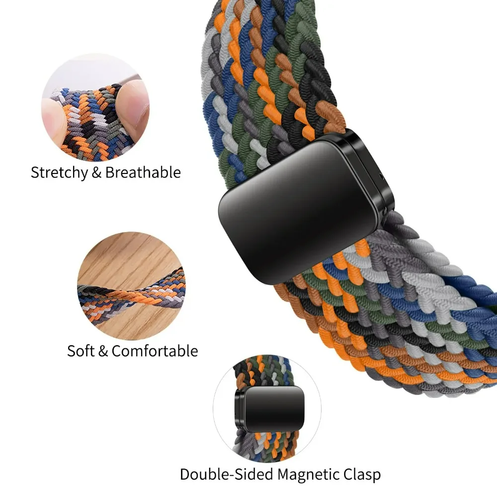 Nylon Braided Loop Strap for Huawei Watch Fit 3 Magnetic Adjustable Comfortable Band for Huawei Watch Fit 3 Bracelet Wristband