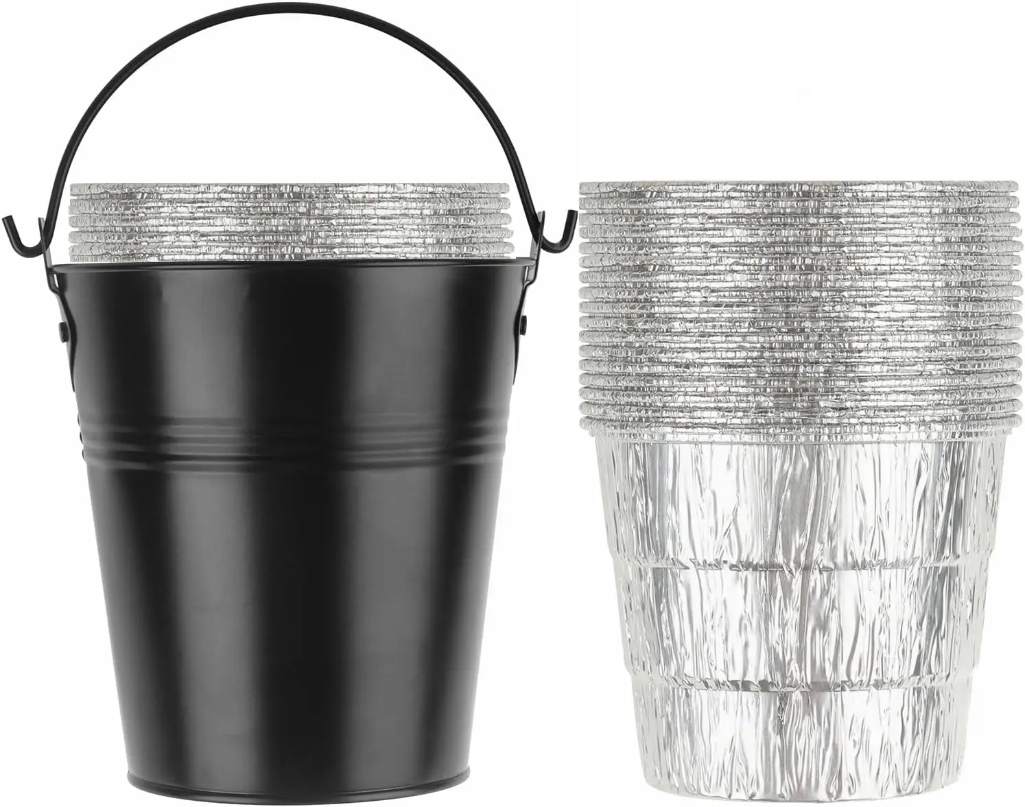 

15-Pack Grease Bucket Liners for Pellet Grills, Durable Steel, Easy Cleanup (Black)