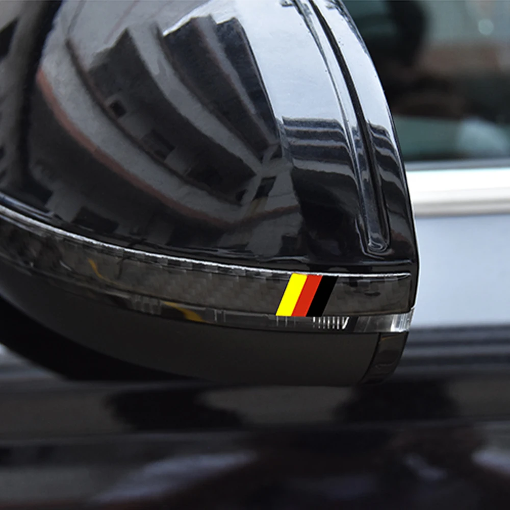 Creative Car Rearview Mirror Anti-collision Bar Stripes Carbon Fiber Texture Sticker Decal Accessories For Audi A6 C7 A7 12-18