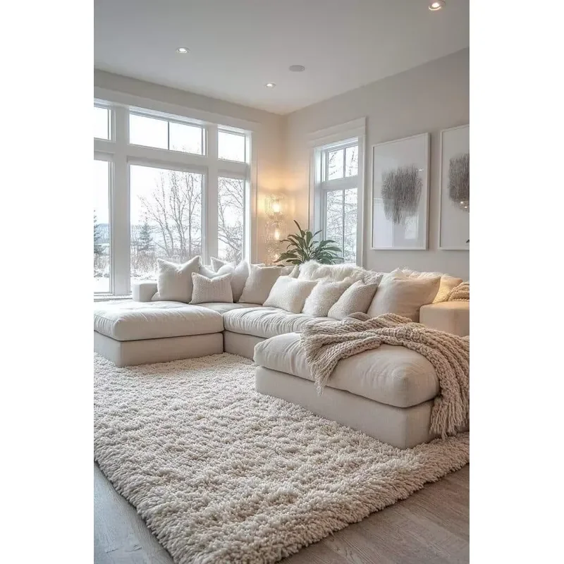 Atunus furniture, cream fabric living room model leisure chair, white soft modern large cloud module combination sofa set