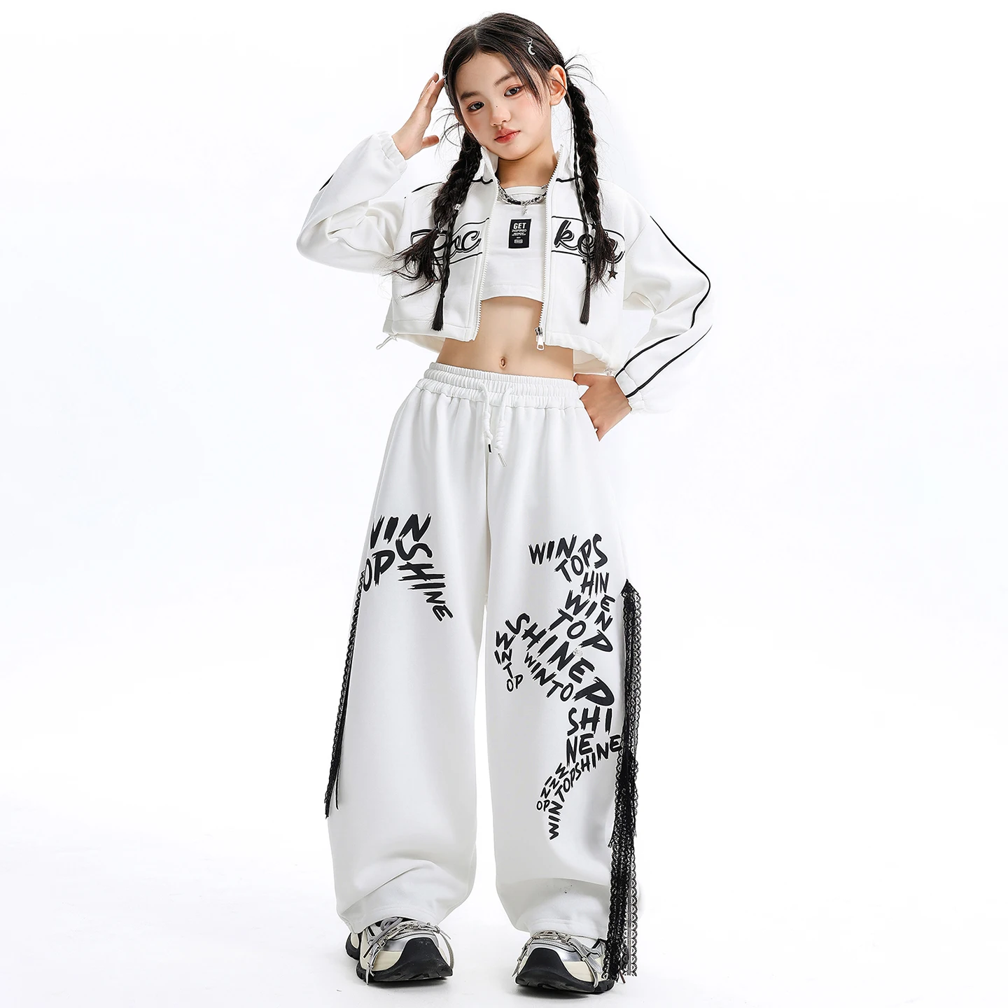 Camicia corta Hip Hop per adolescenti Abbigliamento da ballo di strada Abbigliamento moderno per ragazze Set Bambini Jazz Stretwear Abiti Bambini Stage Streetwear