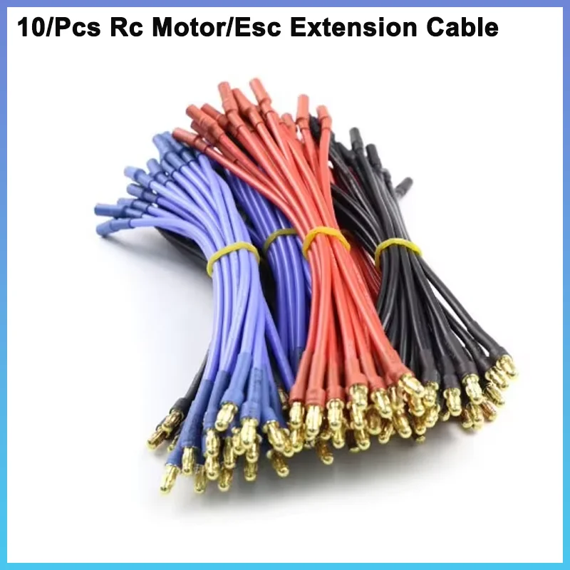 

10/Pcs Rc Motor/Esc Extension Cable 10cm/25cm, With 16awg Silicone Wire 3.5mm Banana Head X8 Extension Cable