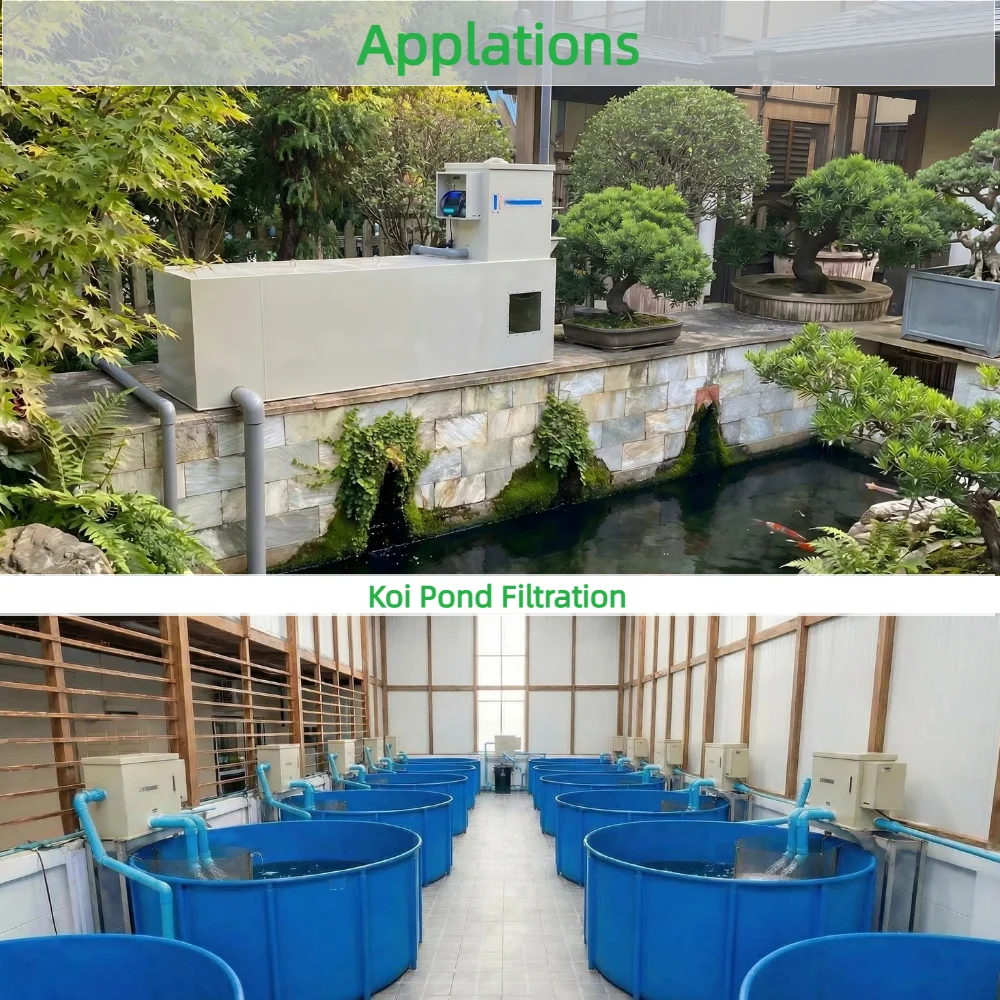 Automatic Backwash Medium Drum Filter 20m3 with Stainless Steel 25 Micron Screen for Koi Fish Pond Water Filter System