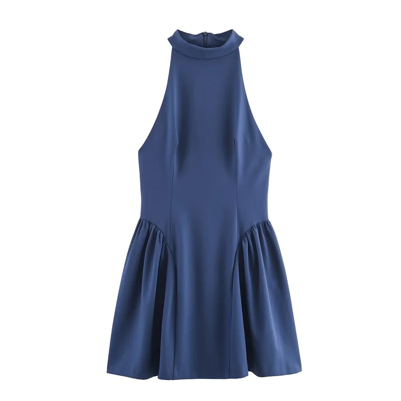 가을 신상 여성 의류 스파이시 걸 패셔너블 슬림핏 단색 멜빵 홀터넥 민소매 원피스