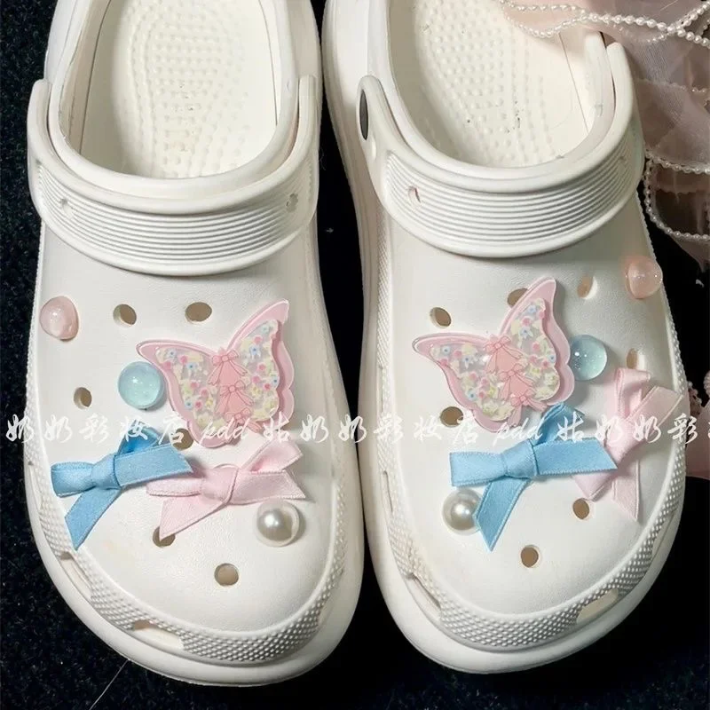 

Hot Selling Pink Bow Knot Shoe Accessories for Crocs Charms Badge Women Sandals Buckle Kids Pins Men Decoration Quality