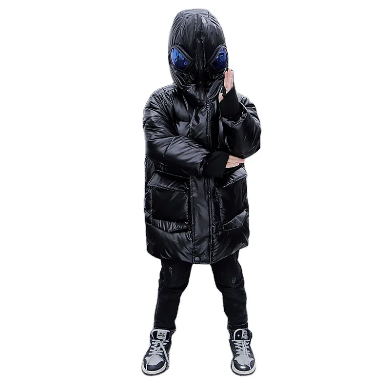 Boys Down Coat Jacket Cotton Outerwear Windbreak 2023 Black Thicken Velvet Winter Warm Children\'s Clothing -10 Degrees Below Zer