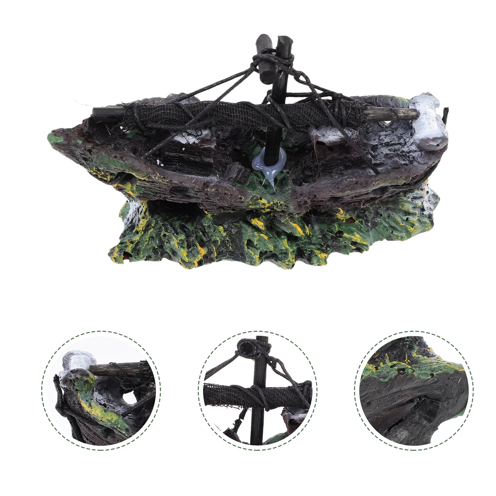 

Fish Tank Shipwreck Decor Broken Boat Decoration Resin Material Safe Gentle Long Lasting Desktop Decoration Resin Boat Model